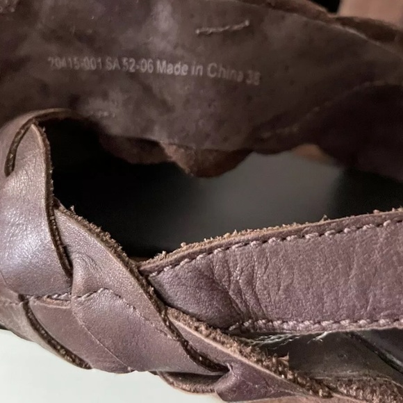 Camper Braided Strap Brown Leather Wedge Size 38 US 7 - Picture 7 of 8